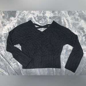 Size small black. Crossed back, v-neck.